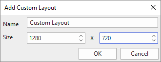 Name and adjust the size of the new layout, then click OK.