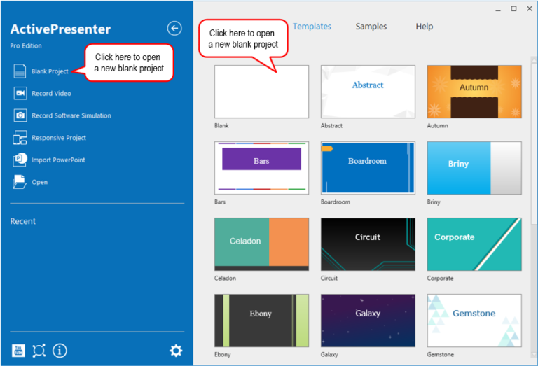 Create a new blank project from the Start Page.