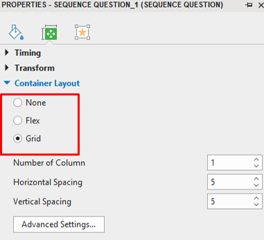 Change Container Layout for Sequence