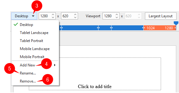 Click the drop-down button (3) and select one layout from the menu