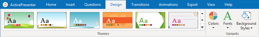 Design tab in ActivePresenter 8