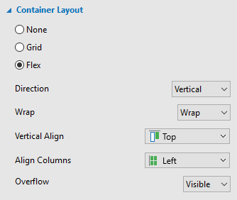 Flex container layout