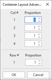 Grid Container Layout Advanced Settings dialog
