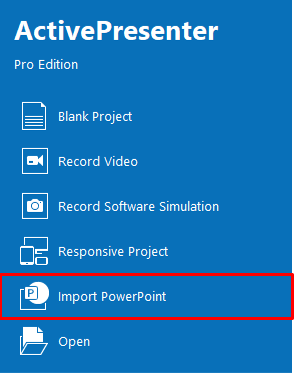 On the Start Page, click Import PowerPoint