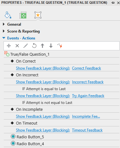 Set Events - Actions