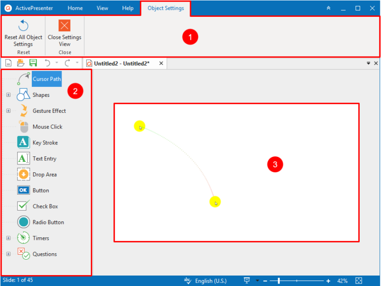 Object Settings view