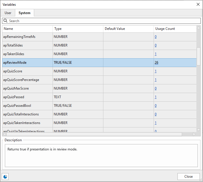 apReviewMode variable