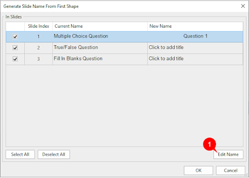 generate slide name from first shape