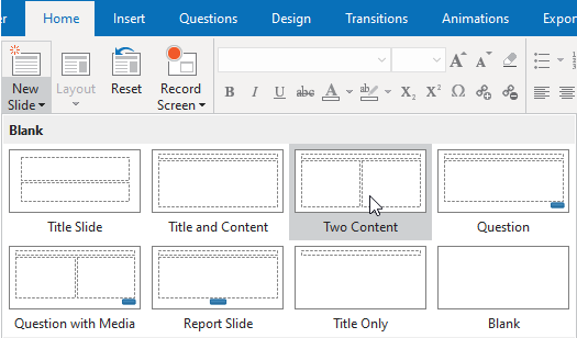 Preset slide layout