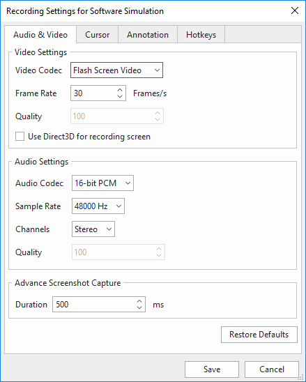 Audio&video tab