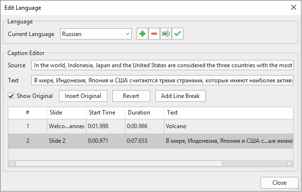 Type the text of the new language in the Text field.