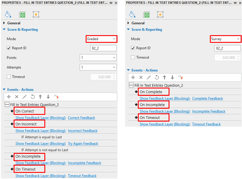 Events - Actions of a Question Slides in ActivePresenter