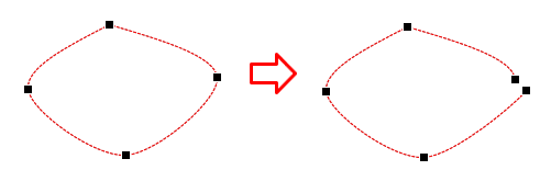 Open the shape right at the selected point.