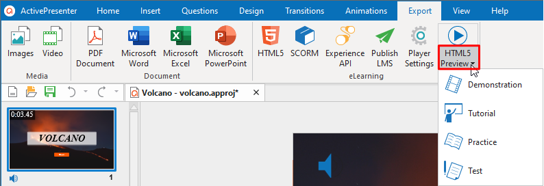 Preview modes