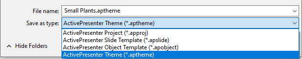 Save themes as custom themes