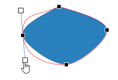 The two handles point in exactly the opposite direction (180 degrees) from each other and are positioned the same distance away from the anchor point.