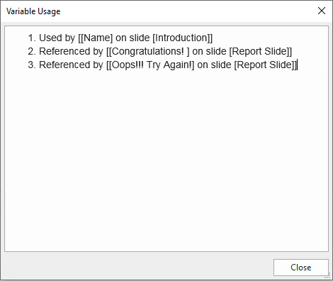 Variable Usage