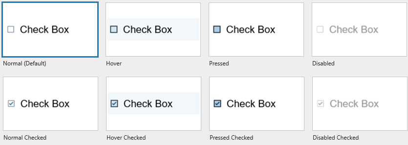 8 Built-in States of Check Box/ Radio Button
