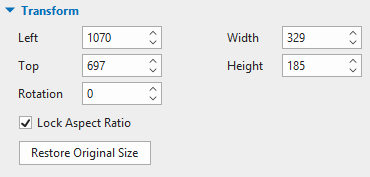 Change size of the video in the Properties pane.