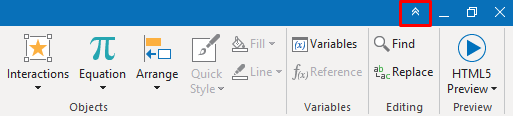 Click the Hide/Show Toolbar button (double arrow) at the top-right corner of the application window.