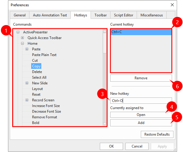 Customize hotkeys in ActivePresenter 8