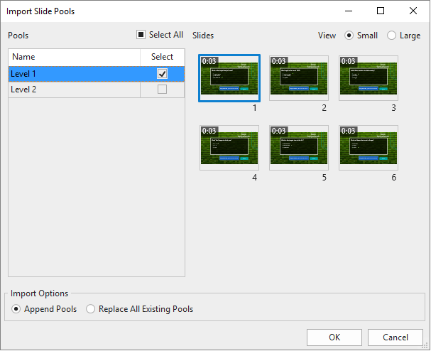 Browse your file system and select a project file (*.approj) which contains slide pools you want to reuse.