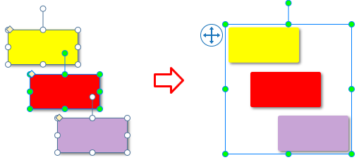 All the selected objects are grouped into a single object.