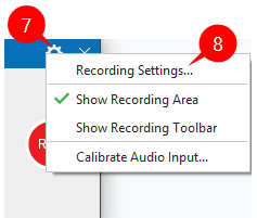 Open Recording Settings dialog
