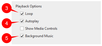 Playback Options in the Properties pane