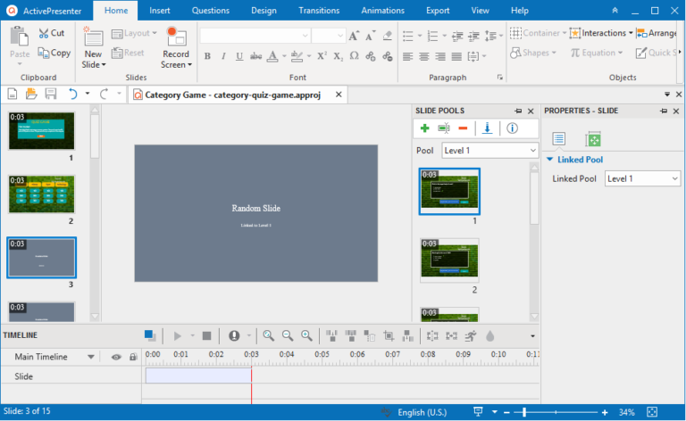 Use random slides to create random questions in ActivePresenter 8
