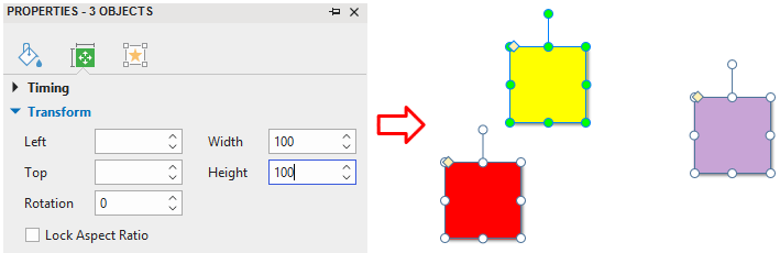 Resize objects in Properties pane