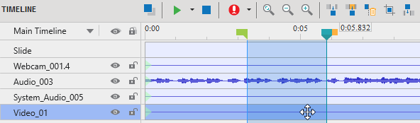 Select range and object in Timeline.