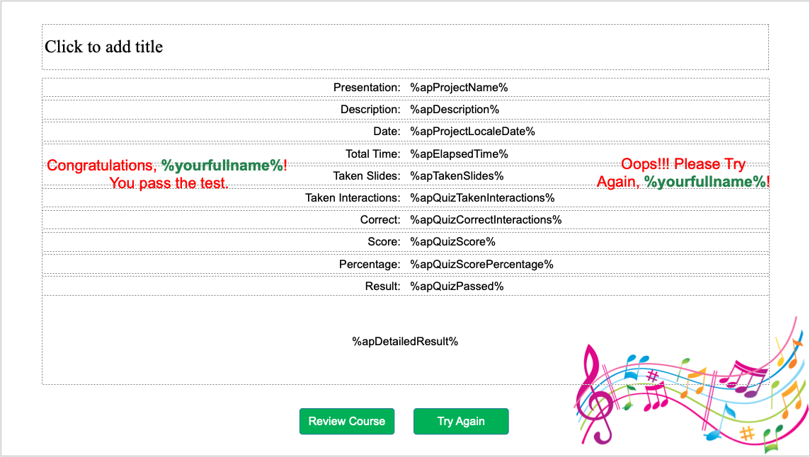 Set pass/fail conditions