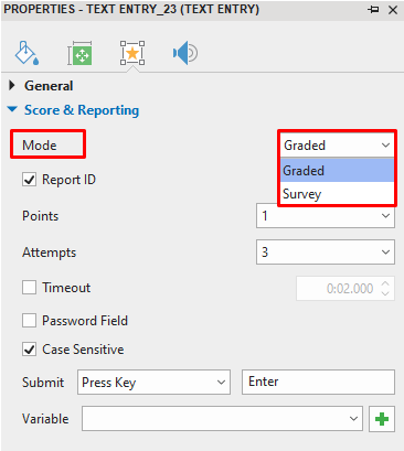 Switch between the Graded Mode and the Survey Mode