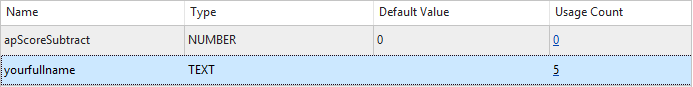 Variable dialog