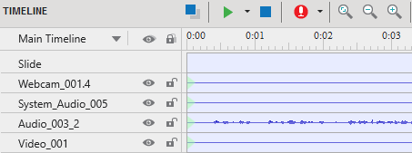 In case you record screen, system audio, microphone audio, and webcam at once, there are four objects in total.