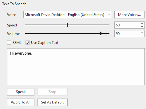 Text to Speech section