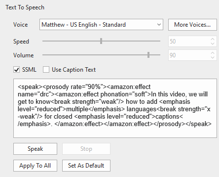 Use SSML tag for cloud voices