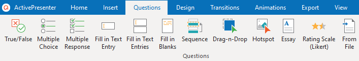 11 interactive questions in ActivePresenter 8
