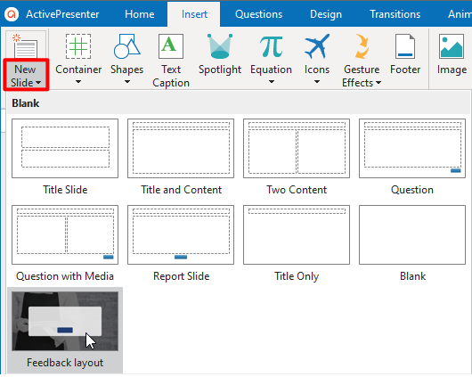 Insert feedback layout slide