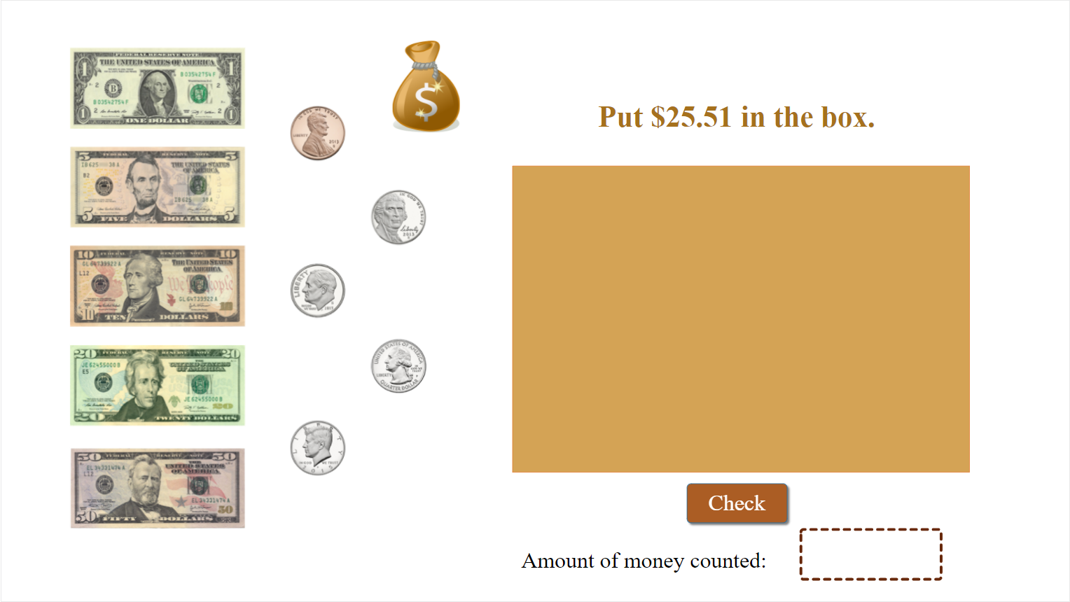 Counting money game