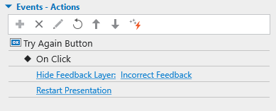Events - Actions for Try Again Button