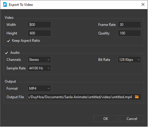 Export To Video dialog