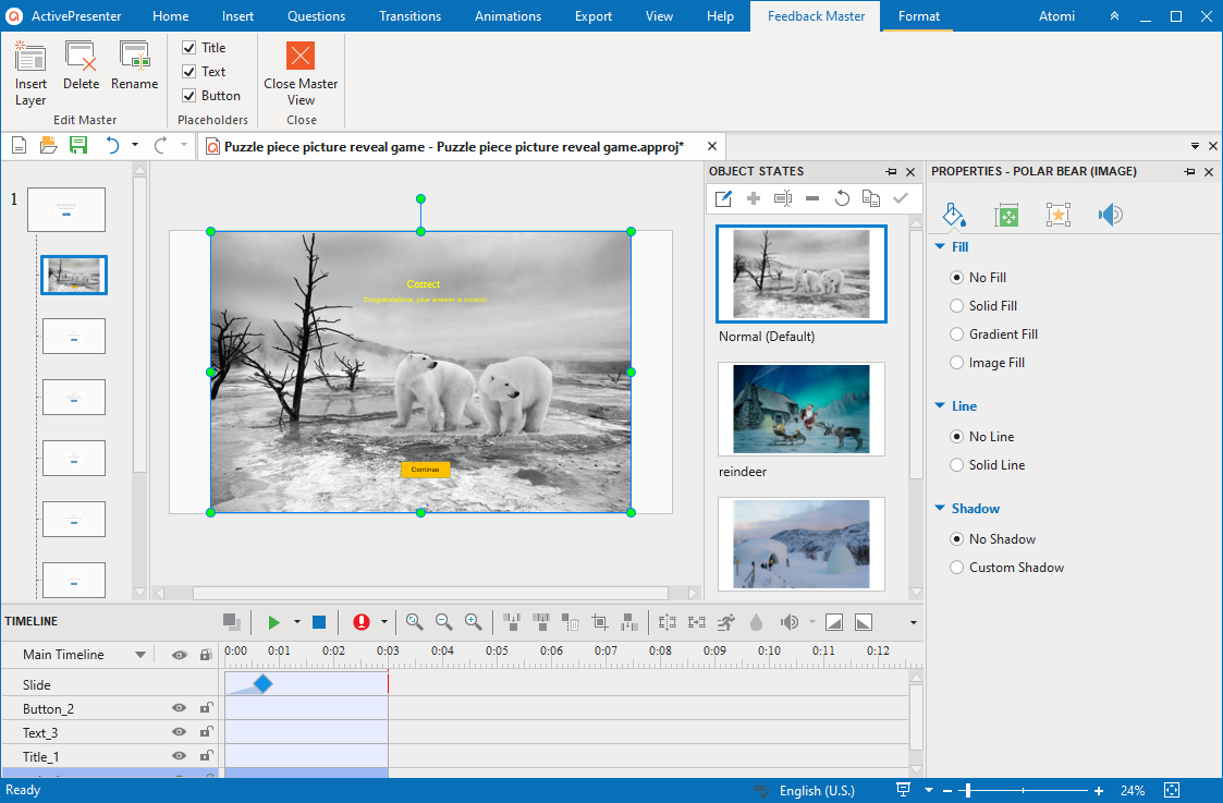 Feedback master of picture reveal game