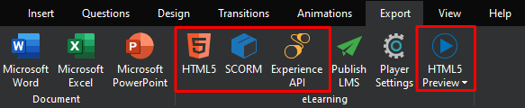 Export tab
