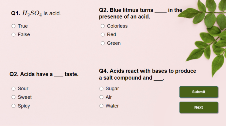 Four questions per one slide