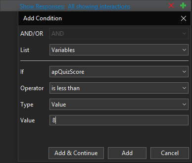 Add condition for action