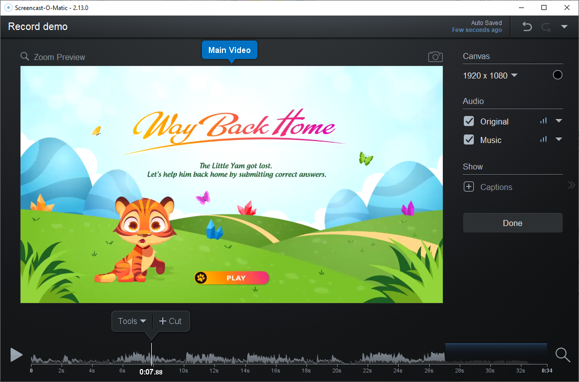 Screencast-O-Matic editor