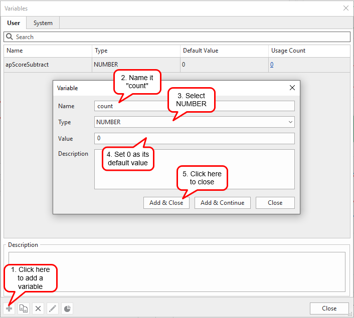 Create variable