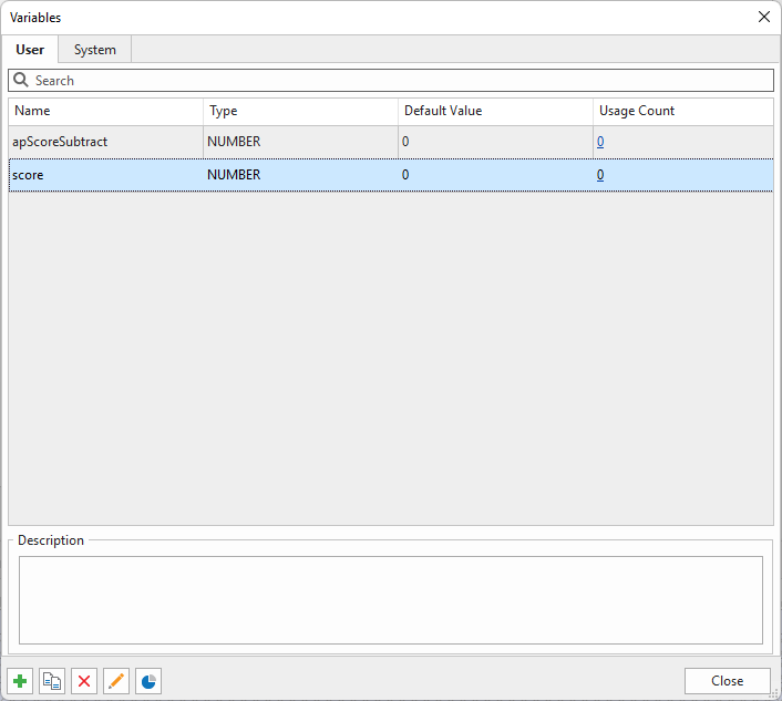 Create variable.